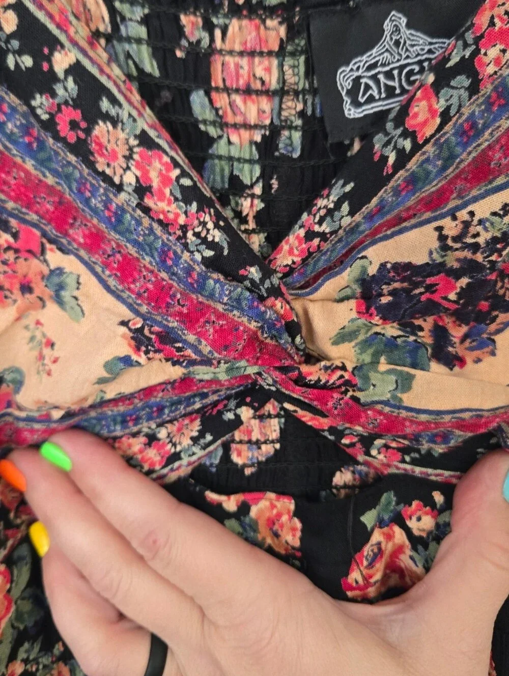 Angie Floral Boho Maxi Dress | Cottagecore Festival Prairie Sundress Small - Picture 7 of 7